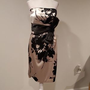 White House Black Market strapless cream and black floral print dress, 4